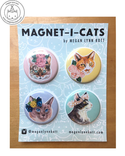 Floral Magnet-i-cats ~ Set of Four 1.5