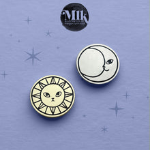 Cat Sun + Moon - 1.25" Enamel Pin Set